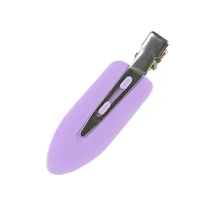 Violetter nahtloser Frisierclip für Haarstyling mit silberner Metallbasis und Finish