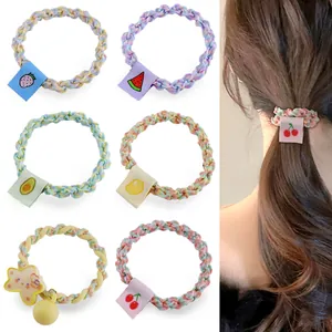 Haargummis Im Koreanischen Stil Geflochten Elasthisch Süßigkeit Farben Frucht Stern Charms Pferdeschwanz Halter Damen Schmuck