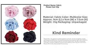 Détails des grandes pinces à cheveux rose en tissu de plusieurs couleurs et dimensions