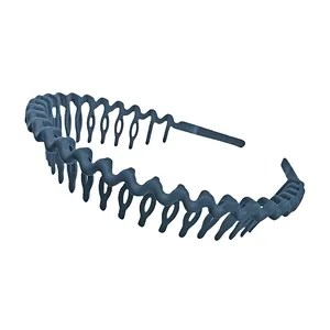 Deep blue matte wavy headband with non-slip teeth for women fashion hair styling
