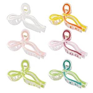 Grande Pince à Cheveux Nœud Papillon Mate Transparente Shark Clip pour Cheveux Épais Accessoires Cheveux Femme