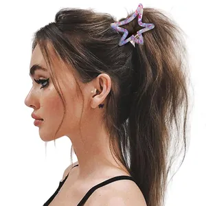 Stern Haarspange aus Marmor-Acetat für Pferdeschwanz in Lila, Rosa und Weiß