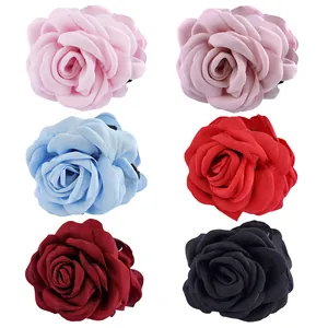 Pinces à cheveux en tissu rose élégantes en six couleurs dont rouge, rose et noir
