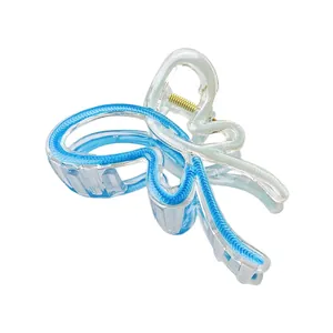 Large butterfly hair claw clip with blue and white gradient for women's hair styling