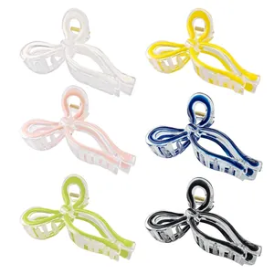 Lot de 6 grandes pinces à cheveux noeud papillon en résine translucide de couleurs