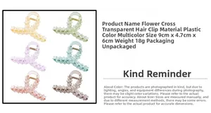 Gedetailleerde afmetingen voor een set van 9cm doorschijnende matte bloem haarklemmen
