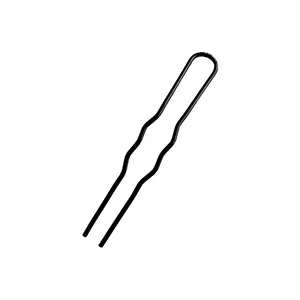 Detail of a wavy black metal hair fork with U-shaped non-slip design for secure styling