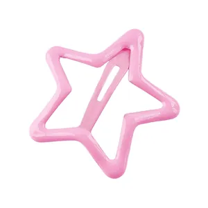 Pinza para el pelo de metal con forma de estrella rosa y diseño de color caramelo