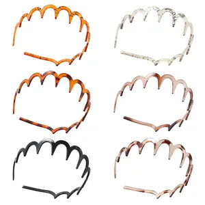 Set van 6 golvende haarbanden met luipaardprint en antislip hars schildpadpatroon