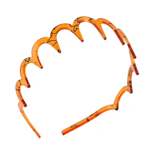 Oranje hoofdband met luipaardprint en golvend antislipontwerp voor dameskapsels