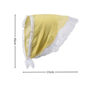 Bandana triangle en tricot floral avec dentelle marguerite et tissu texturé jaune mode