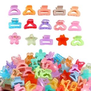 Kunststoff Mini Haarkralle Clips Verschiedene Formen Bunte Blume Herz Stern Haarnadeln Süße Haarschmuck Für Kinder Mädchen