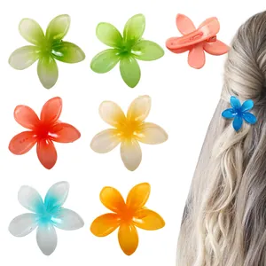 Fermaglio per Capelli Fiore Plumeria Colore Sfumato Clip a Becco d'Anatra Resina Accessorio per Capelli per Vacanze Tropicali Donna