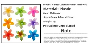 Dettagli dei fermagli per capelli Plumeria da 4,5 cm in nove diversi colori sfumati