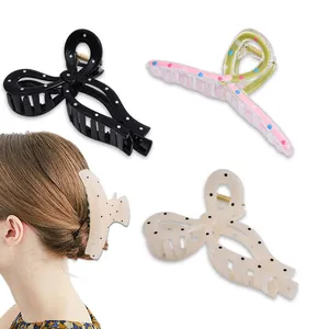 Grande Pince à Cheveux à Pois Pour Femmes Forme Papillon Croissant Pince à Cheveux Antidérapante Pour Cheveux Epais Accessoires Mode