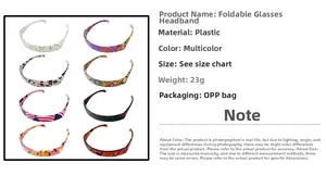 Detailed view of foldable sunglasses-style headbands in leopard and floral patterns