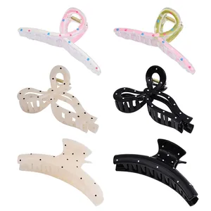 Lot de 6 pinces à cheveux tendance à pois aux formes variées avec ressorts dorés