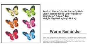Spécifications détaillées de taille des pinces à cheveux papillon colorées imprimées