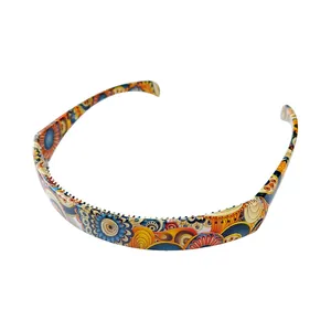 Detail view of foldable headband featuring bohemian patterns and anti-slip teeth design