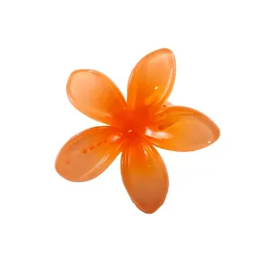 Molletta per capelli fiore di frangipane arancione 4,5 cm in resina con molla metallo