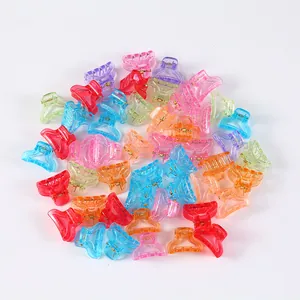 50er-Set bunte Mini-Haarklammern aus Kunststoff mit Glitzer für Kinder-Flechtfrisuren
