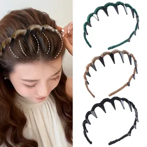 Serre-tête Ondulé Enveloppé de Tissu Antidérapant Femme Élégant Cerceau à Cheveux Texture Satinée Accessoire de Coiffure Quotidien