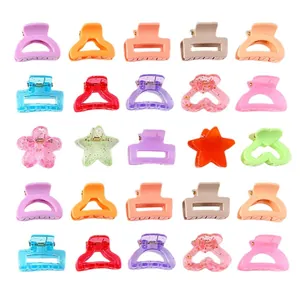 50-teiliges Set Mini-Haarklammern in Stern- und Herzform in Macaron-Farben