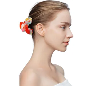 Colorful marble pattern acrylic hair claw clip for women's elegant hair styling