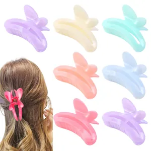 Butterfly Hair Claw Clip For Women Korean Style Acetate Plastic Marble Pattern Sweet Non-Slip Hair Accessory Hair Clamp