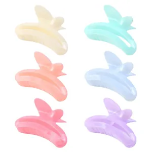 Set of 6 colorful butterfly hair claws in pastel resin for women's hairstyle styling