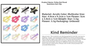 Cuadrícula de pinzas de acrílico para el pelo en forma de estrella y flor con medidas