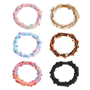 Élastiques à Cheveux Pompon Colorés Mode pour Femmes Filles Scrunchies Doux Porte-Queue de Cheval Accessoires Cheveux Quotidien