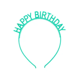 Detailed view of non-slip teeth and Happy Birthday letters on green plastic headband