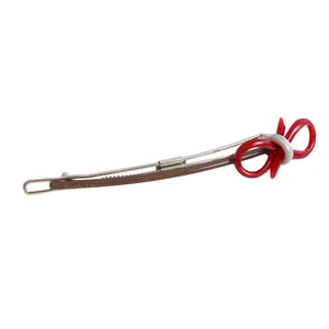 Fashionable hollow-out acetate bow hair clip with red and white rope knot design
