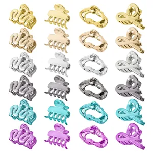 Women Colorful Electroplated Small Hair Claw Clips Cloud M-Shape Geometric Non-Slip Mini Hair Clips For Fashion Thin Hair Accessories