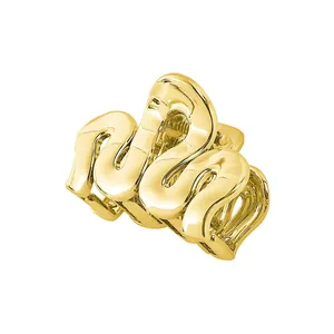 Golden cloud wave hair claw clip with metallic mirror finish for women stylish hairstyles