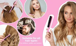 Pettine a coda rosa con setole nere fitte adatto a tutti i tipi di capelli e allo styling
