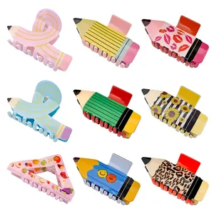 Creatieve Acetaat Acryl Potlood Boek Stapel Haarklem Clip Kleurrijke School Schrijfwaren Stijl Haaraccessoires Voor Vrouwen Meisjes