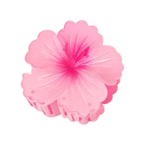 8cm gradient pink plumeria hair claw clip with glossy resin flower petals for women