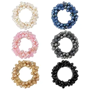 Korean Style Beaded Hair Tie With Imitation Artificial Pearl And Rhinestone High Elastic Ponytail Holder Elegant Accessory For Women