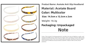 Detail view of colorful acetate headbands with non-slip teeth in multiple patterns