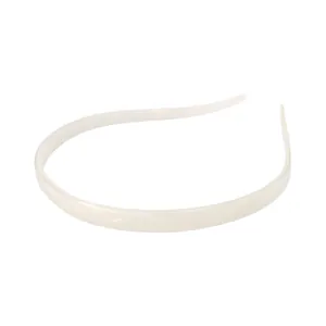 Detailed view of a semi-transparent white acetate headband with a smooth minimalist finish