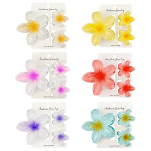 Große Und Kleine Plumeria Blumen Haarkrallen Clips Für Damen Hawaiian Egg Flower Verlauf Harz Haarspangen Sommer Strand Haarschmuck