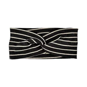 Bandeau en tricot à rayures noires et blanches avec nœud torsadé pour femmes et hommes