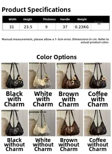 Size specifications and multi-color comparison of minimalist soft PU leather tote bag