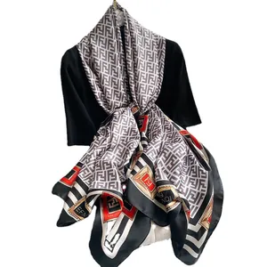 Luxurious silk scarf with classic FF monogram pattern and stylish color-block edges