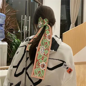 Women Fashion Satin Small Scarf Long Narrow Hair Ribbon Bag Handbag Handle Wrap Ribbon Floral Geometric Printed Neck Scarf