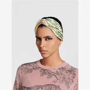 Fascia per capelli elastica con nodo e stampa botanica floreale per yoga e lavaggio del viso