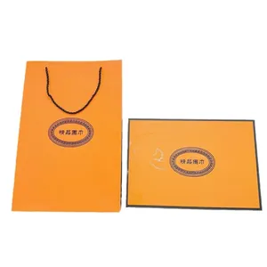 Caja de regalo naranja gruesa con bolso de lujo para presentación de bufandas