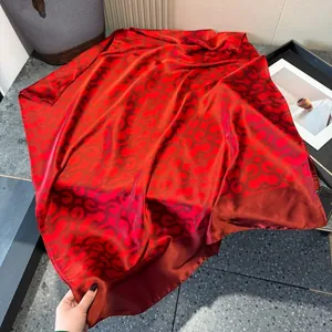 Women Vintage Ethnic Satin Scarf Traditional Chinese Fu Dragon Phoenix Printed Shawl Decorative Soft Satin Beach Wrap